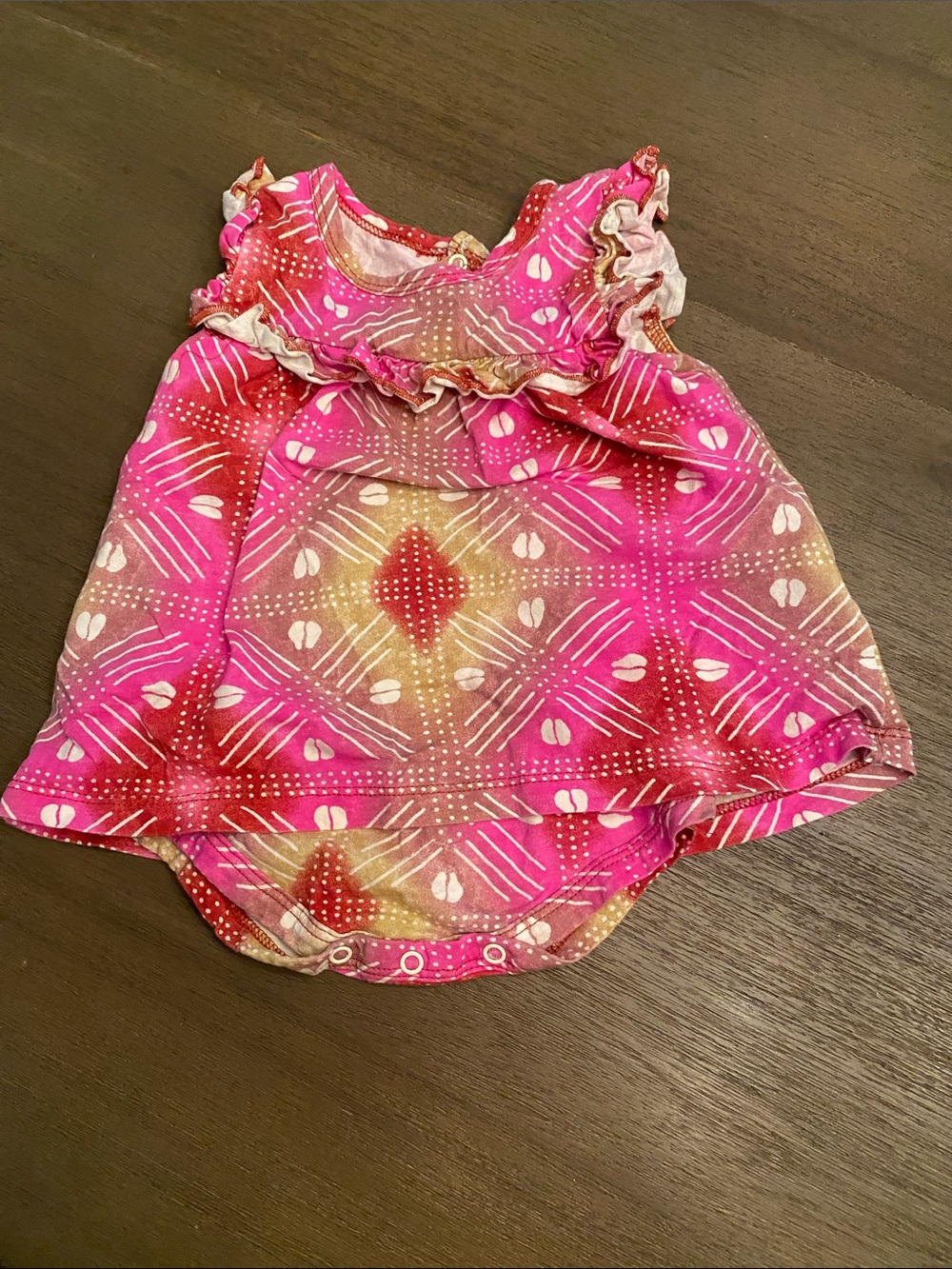 Baby Pink Tie-Dye Ruffle One-Piece Bodysuit